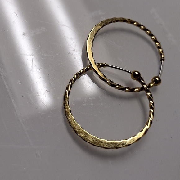 14kt gold plated twisted hoop earrings - Picture 3 of 3